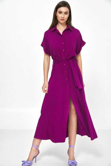 robe midi violette en viscose - nife  