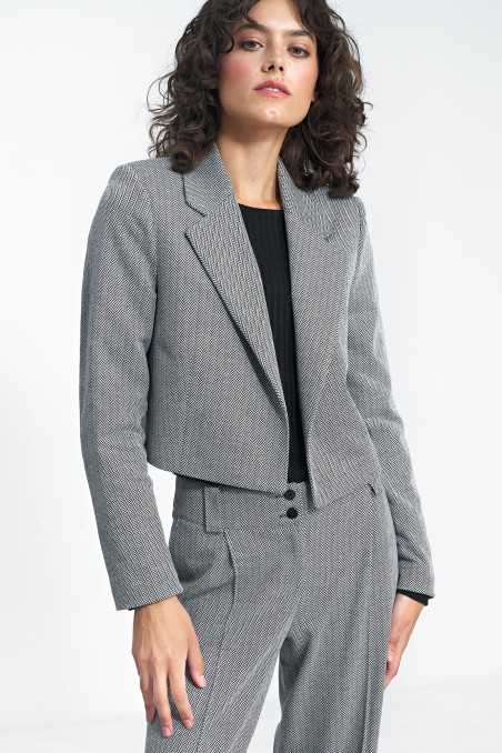 Veste courte à motif à chevrons noirs - nife  