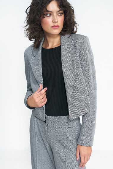 Veste courte à motif à chevrons noirs - nife  