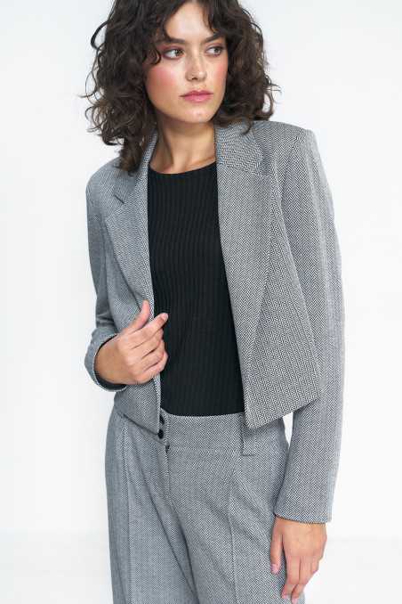 Veste courte à motif à chevrons noirs - nife  