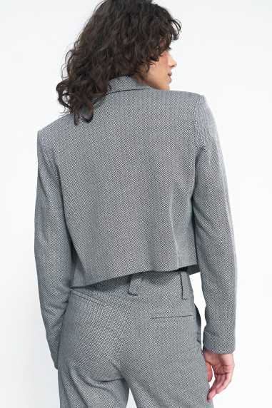 Veste courte à motif à chevrons noirs - nife  