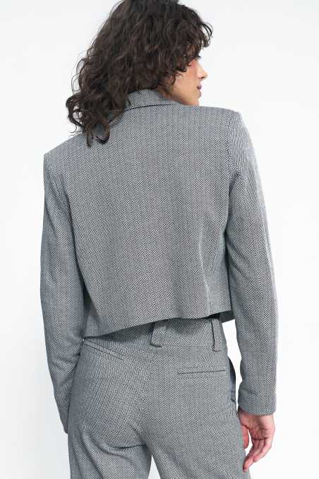 Veste courte à motif à chevrons noirs - nife  