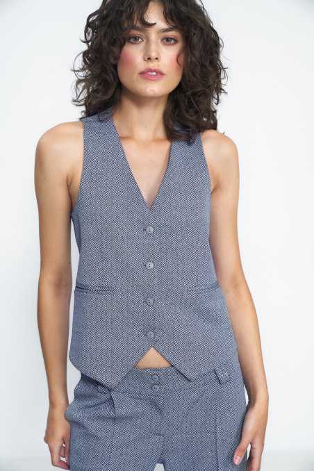 gilet de costume bleu marine à chevrons - nife  