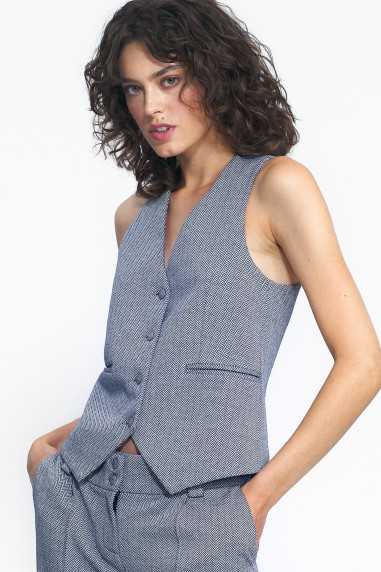 gilet de costume bleu marine à chevrons - nife  