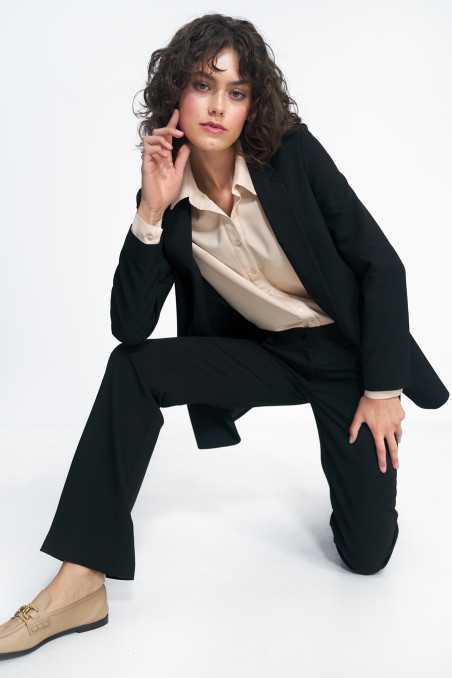 pantalon noir à jambes évasées - nife  