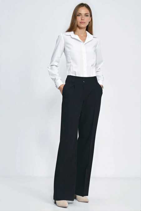 pantalon noir à jambes larges - nife  