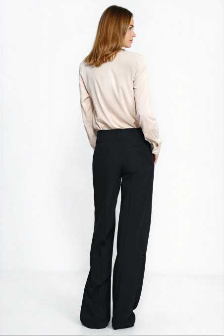 pantalon noir à jambes larges - nife  