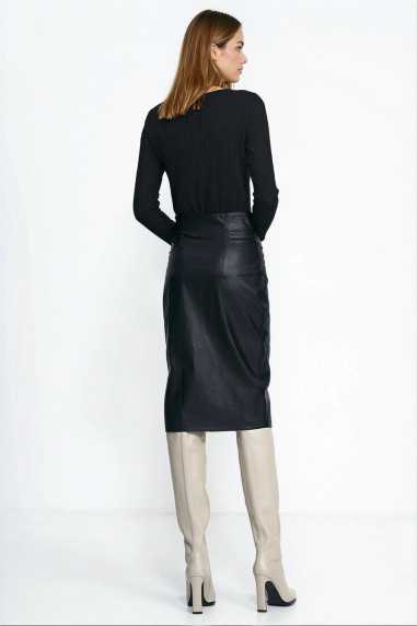 jupe crayon en similicuir noir - nife  
