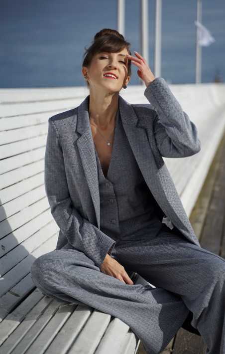 veste ouverte bleu marine à chevrons - nife  