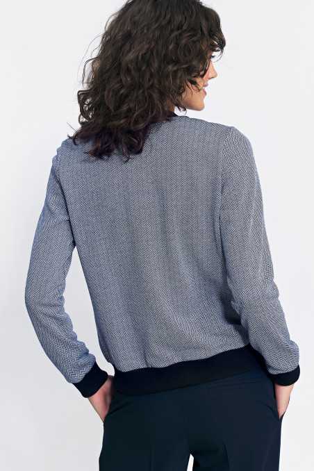 blouson aviateur bleu marine à chevrons - nife  