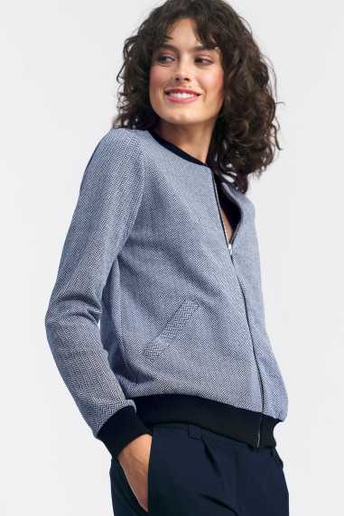 blouson aviateur bleu marine à chevrons - nife  