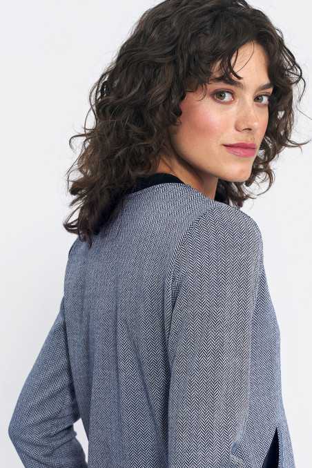 blouson aviateur bleu marine à chevrons - nife  