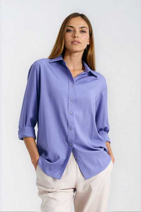 Chemise oversize en viscose - violette - nife  