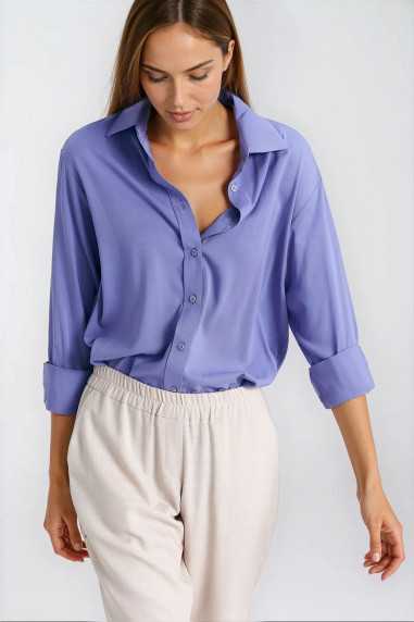 Chemise oversize en viscose - violette - nife  