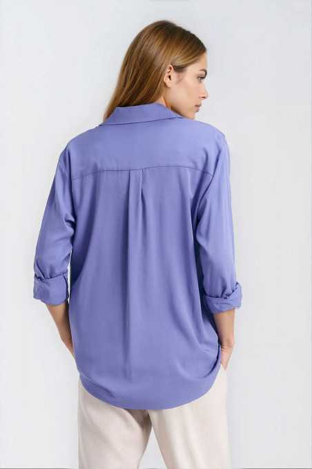 Chemise oversize en viscose - violette - nife  