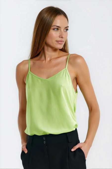 Chemisier basique à fines bretelles - citron vert - nife  