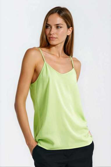 Chemisier basique à fines bretelles - citron vert - nife  