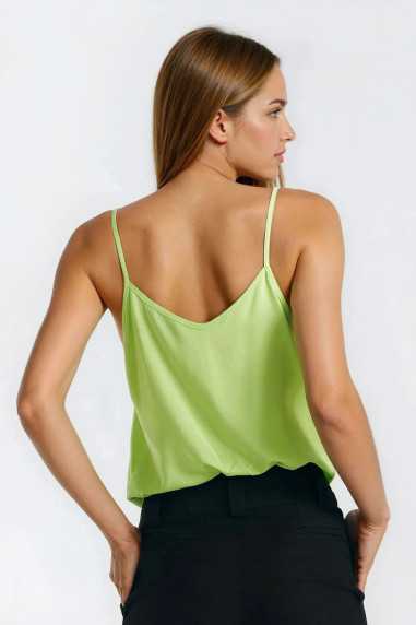 Chemisier basique à fines bretelles - citron vert - nife  