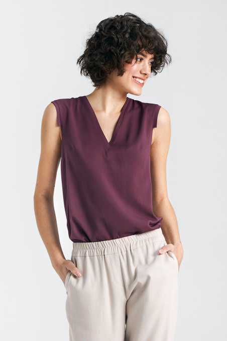 Chemisier sans manches à col en V - prune - nife  
