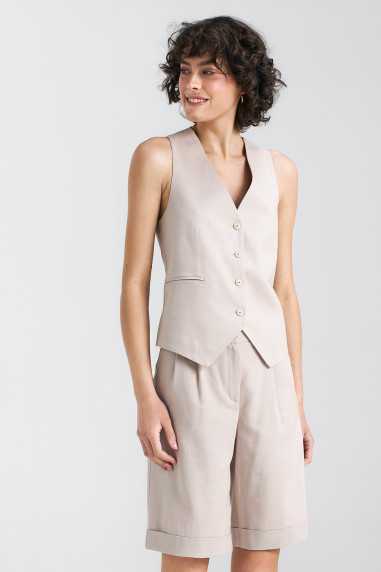 Gilet classique en lin - beige - nife  