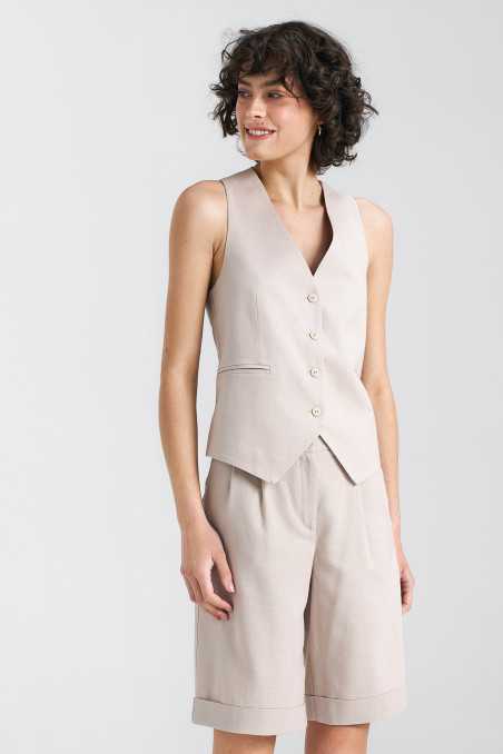 Gilet classique en lin - beige - nife  