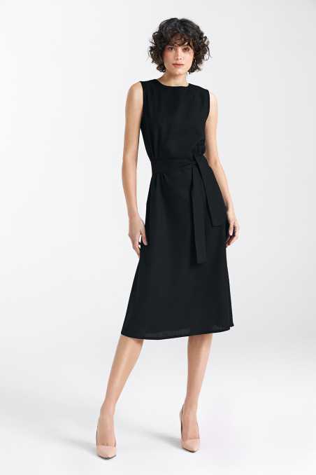 Robe sans manches en lin noir - nife  