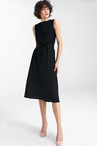 Robe sans manches en lin noir - nife  