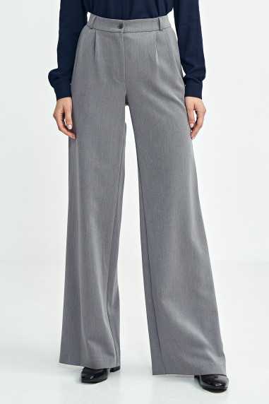 Pantalon à jambes larges et plis - gris - nife  