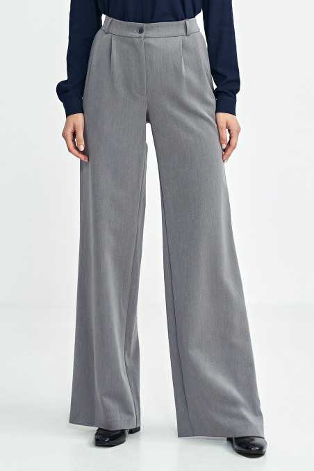 Pantalon à jambes larges et plis - gris - nife  