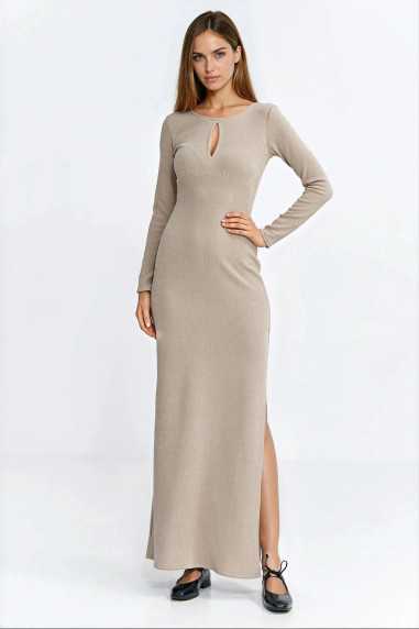 Robe longue en forme de goutte d'eau - beige - nife  