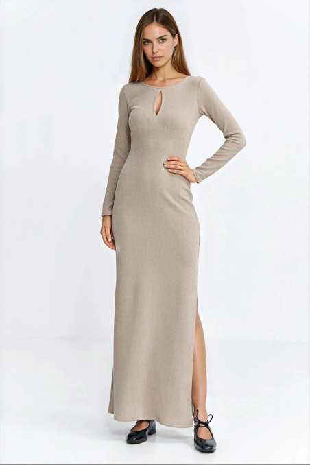Robe longue en forme de goutte d'eau - beige - nife  