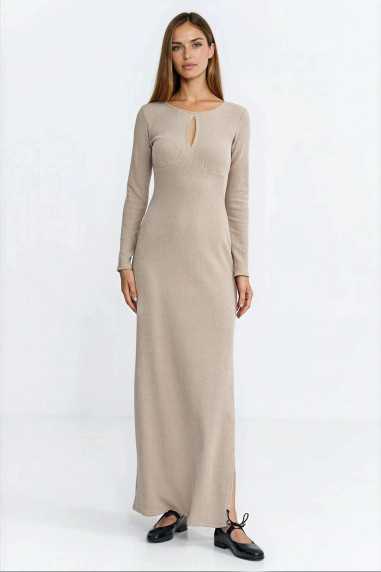 Robe longue en forme de goutte d'eau - beige - nife  