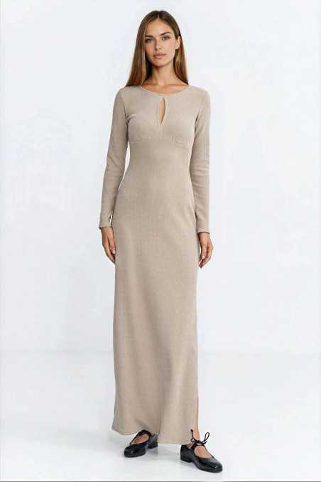 Robe longue en forme de goutte d'eau - beige - nife  