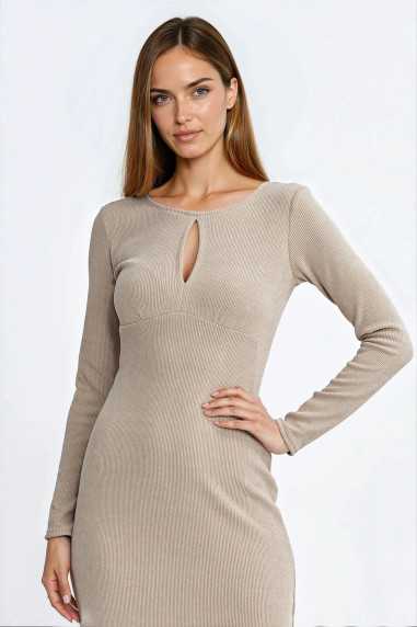 Robe longue en forme de goutte d'eau - beige - nife  