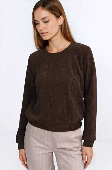 Sweat-shirt à manches longues en maille côtelée - noir - nife  