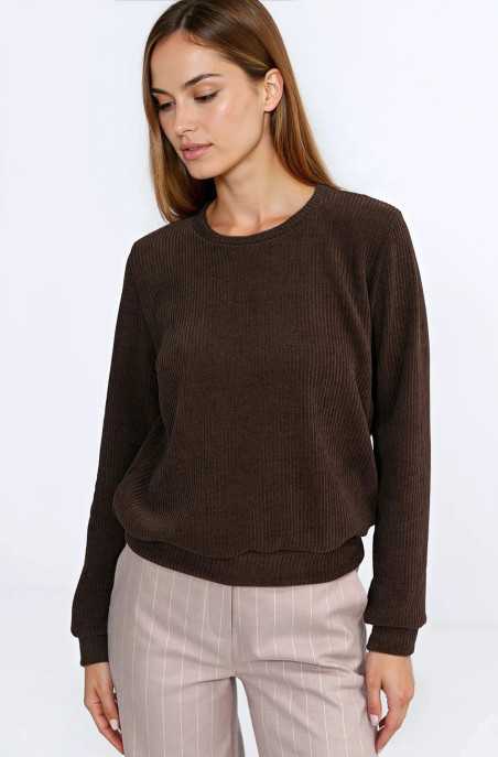 Sweat-shirt à manches longues en maille côtelée - noir - nife  