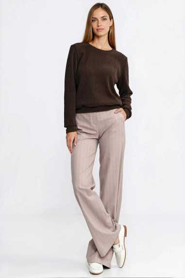 Sweat-shirt à manches longues en maille côtelée - noir - nife  