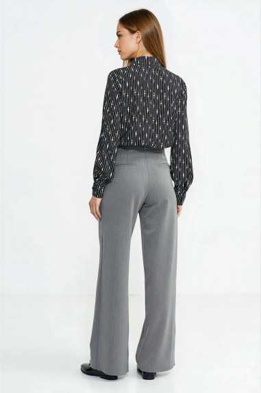 Blouse à ceinture au cou - motif de perles - noire - nife  