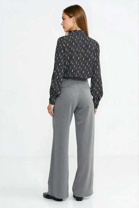 Blouse à ceinture au cou - motif de perles - noire - nife  