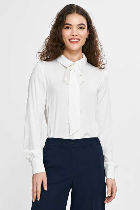 Blouse avec ceinture au cou - écru - nife  