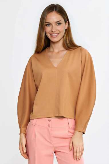 Blouse oversize à manches bouffantes - caramel - nife 