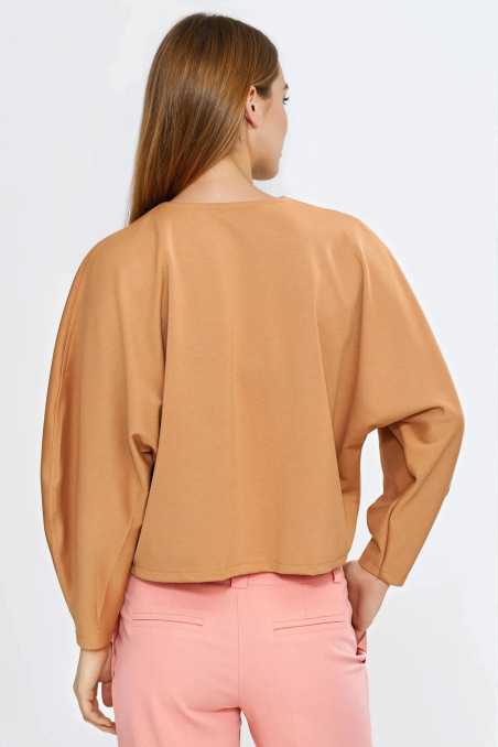 Blouse oversize à manches bouffantes - caramel - nife 