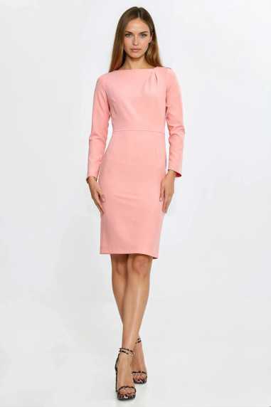 Robe à pli asymétrique à l'encolure - saumon - nife  