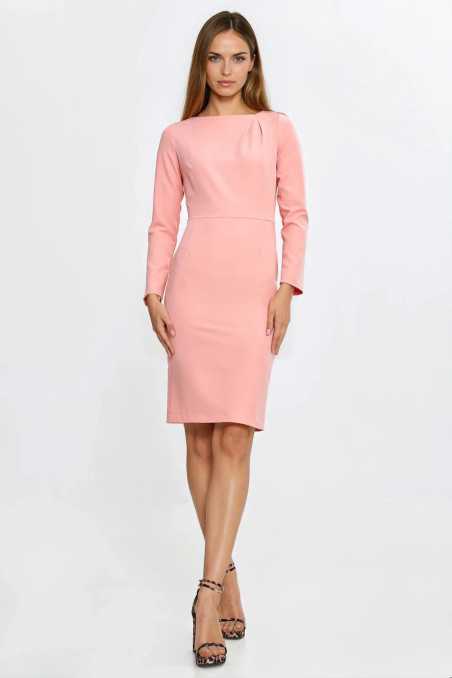 Robe à pli asymétrique à l'encolure - saumon - nife  