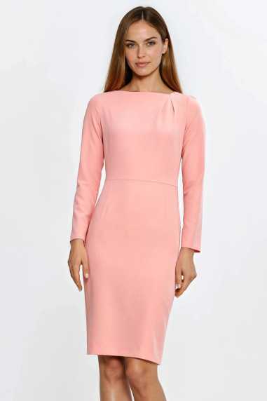 Robe à pli asymétrique à l'encolure - saumon - nife  