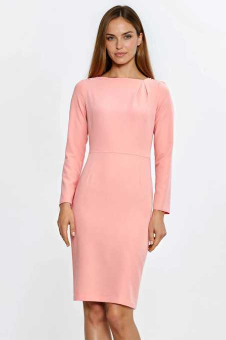 Robe à pli asymétrique à l'encolure - saumon - nife  