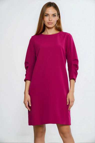 Robe à manches plissées - fuchsia - nife  