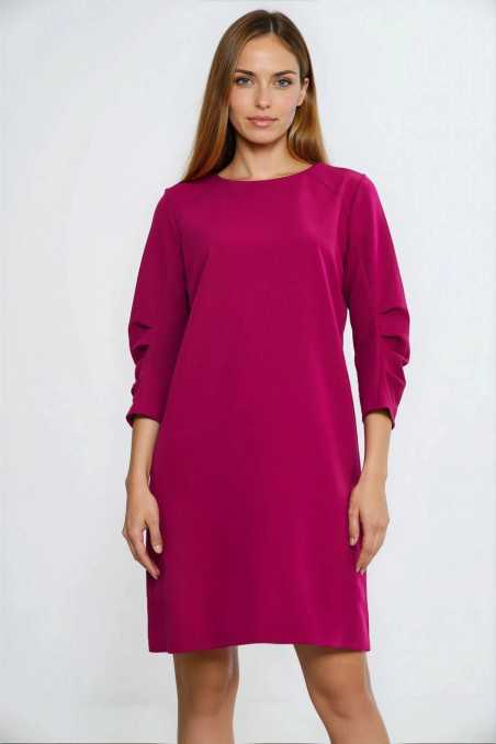 Robe à manches plissées - fuchsia - nife  