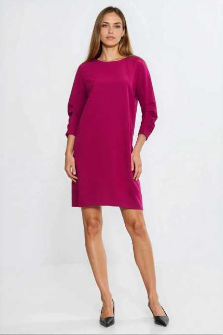 Robe à manches plissées - fuchsia - nife  