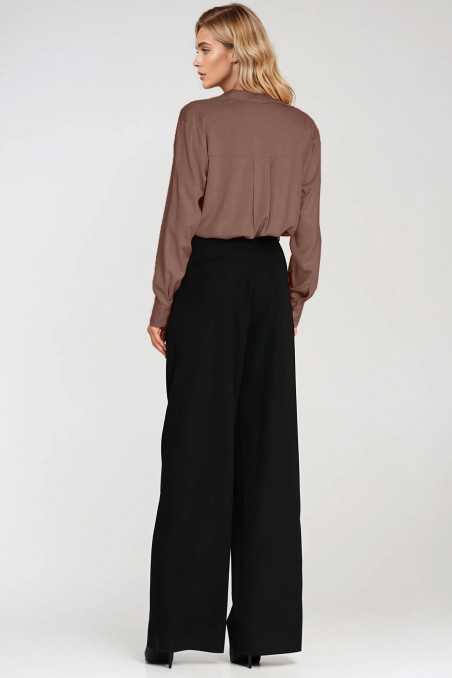 Polo en viscose à col montant - moka - nife  